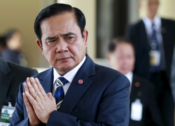 Thailand's Prime Minister Prayuth Chan-ocha gestures after presiding over Thailand Corporate Excellence Award for Financial Management at the Government House in Bangkok, Thailand, September 9, 2015. REUTERS/Chaiwat Subprasom